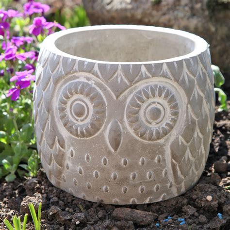 Stone Owl Garden Plant Pot By Red Berry Apple Notonthehighstreet