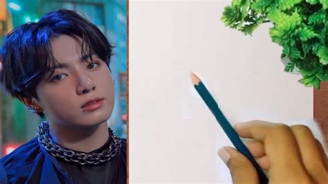 BTS drawing JUNGKOOK outline drawing tutorial 💜 | Jungkook drawing #art ...