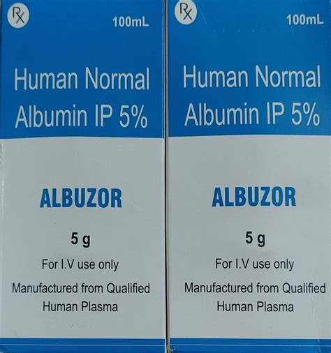 Human Normal Albumin IP 5 100ML For IV Use At Rs 1950 Vial Human