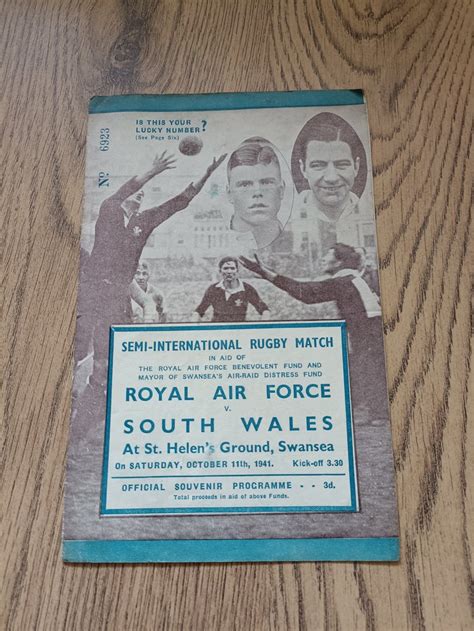 South Wales V Royal Air Force 1941 Rugby Programme Rugbyreplay