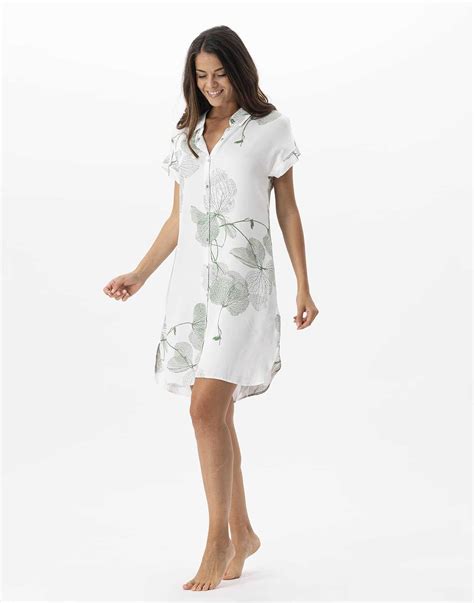 Liquette motif végétal en 100 viscose GINKGO 705 kaki Lingerie le Chat
