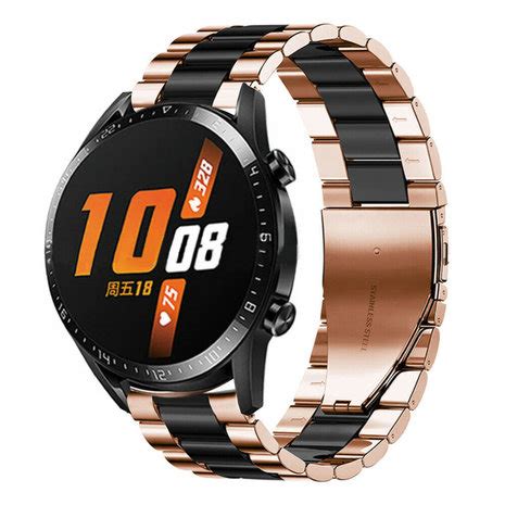 Huawei Watch GT 2 Stahlarmband Roségold Schwarz Smartwatcharmbaender de