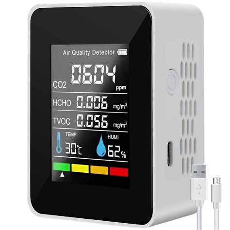 Portable Air Quality Monitor Indoor CO2 Detector 5 In 1 Formaldehyde