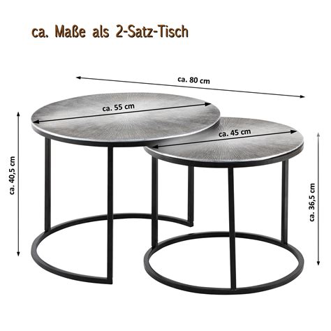 Couchtisch 2 teilig ø55u 45cm Beistelltisch Satztisch rund Carlton