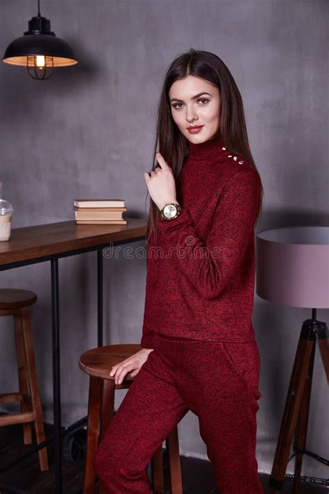 Fashion Style Woman Perfect Body Shape Brunette Hair Wear Beautiful Model Stock Image Image Of