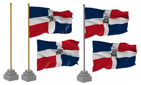 Dominican Republic Flag Waving Different Style With Stand Pole Isolated 3d Rendering 32064034 Png