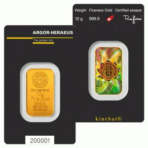 10 Gr Lingotto D Oro Argor Heraeus Kinebar Siriophil