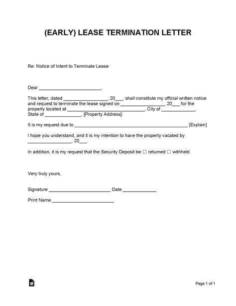 Free Early Termination Lease Letter How To Get Out Of A Lease Pdf