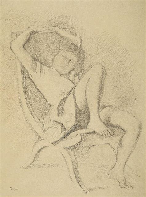 BALTHUS Girl In Arm Chair With Arms Raised Painting By Dan Hill