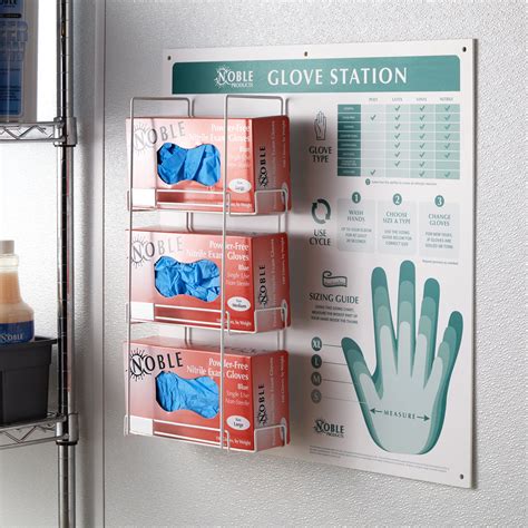 Noble Products 3 Box Wire Wall Mount Glove Dispenser Station With Type Use And Guide Chart