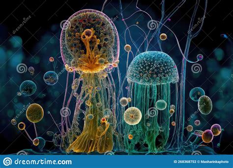 Plankton Or Bacteria Under The Microscope Looking Like Jellyfish