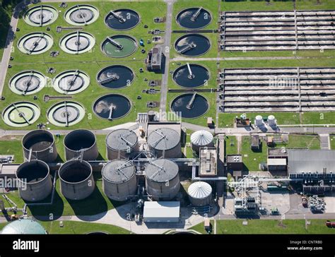 Aerial View Of Sewage Treatment Plant Stock Photo Alamy