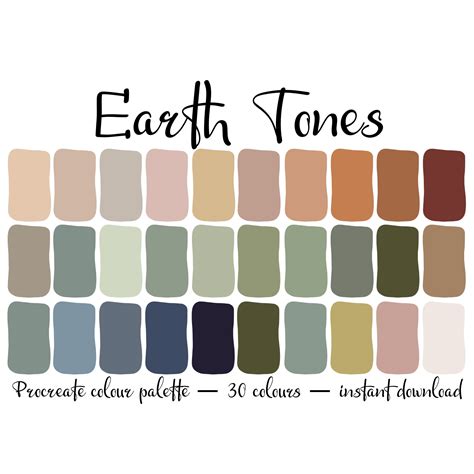 Earth Tone Colour Palette for Procreate - Etsy