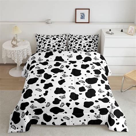 Yst Cow Print Twin Comforter Set Butterfly Bedding Comforters Sets