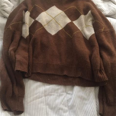 Brown Grandpa Sweater Thrifted No Tag Worn Once Depop