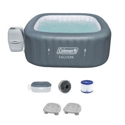 Coleman SaluSpa AirJet Inflatable Square Hot Tub With Pack Of Bestway SaluSpa Underwater
