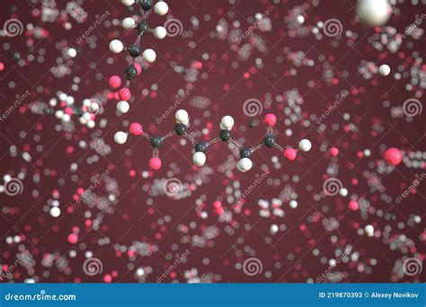 Adipic Acid Molecule Conceptual Molecular Model Chemical D Rendering