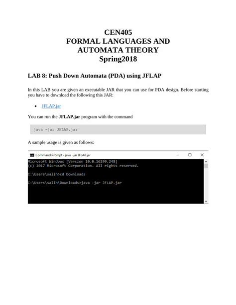 Pdf Lab Push Down Automata Pda Using Jflapsalihbayar Maltepe