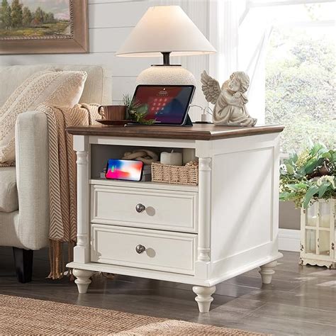 Amazon T Tream Farmhouse End Table With Solid Wood Feet