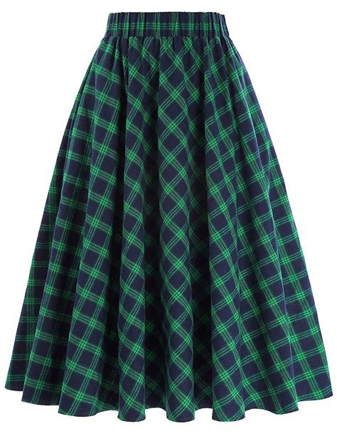 Kate Kasin Women S A Line Vintage Skirt Grid Pattern Plaid Kk Kk