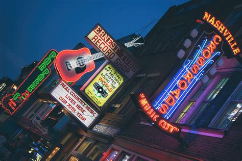 Nashville Close Broadway City View Music Street Photo Blue Hour