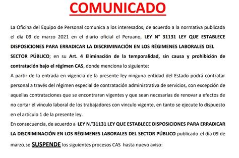 Comunicado De Oficina De Personal