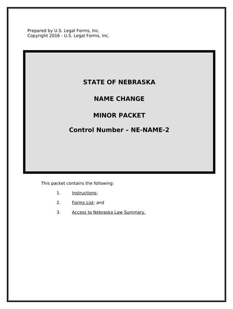 Nebraska Name Change Instructions And Forms Package For A Minor