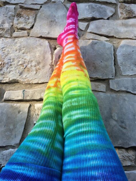 Items Similar To Rainbow Tie Dye Thigh High Socks On Etsy