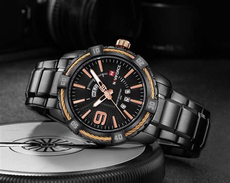 Naviforce Montre Quartz De Calendrier Pour Homme Noir Et Bronze