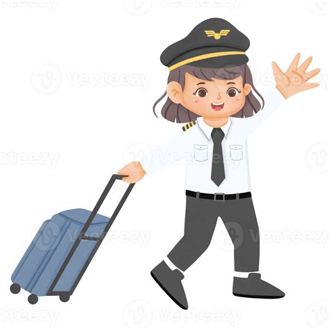 Cute Girl Wearing Pilot Uniform 51900789 Png