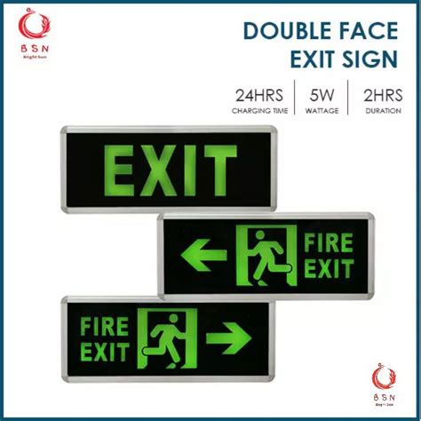 【bsn】 Led Exit Sign Fire Exit Sign Green Board Led Sign Signage Spectrum Emergency Exit