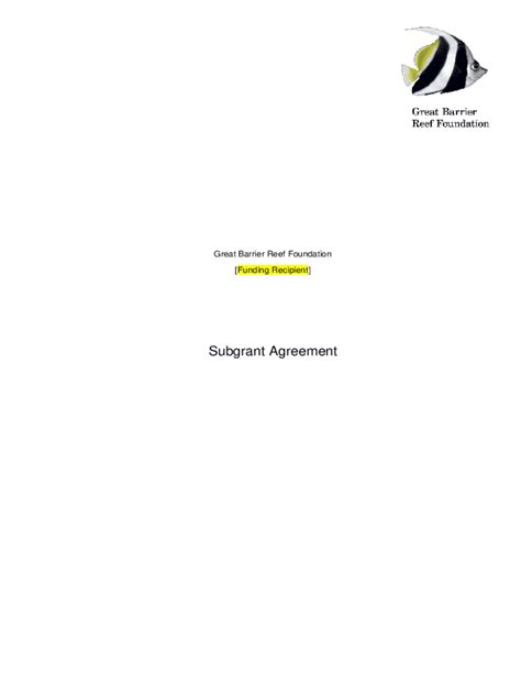 Fillable Online Subgrant Agreement Long Form Fax Email Print Pdffiller