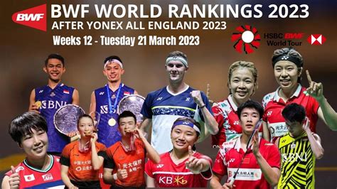 BWF WORLD RANKINGS 2023 After Yonex All England 2023 Selasa 21 Maret