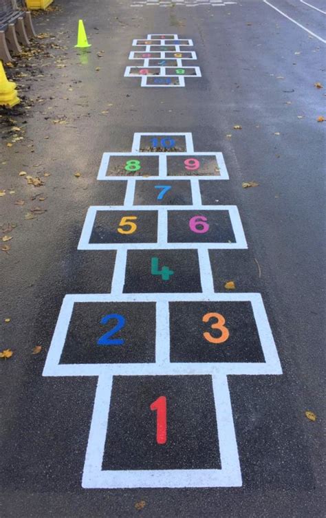 Hopscotch Outline Multi Coloured Numbers Markings By Thermmark