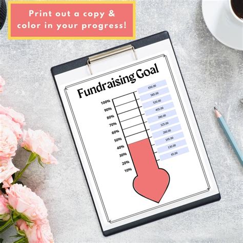 Fundraising Goal Tracker Printable Donation Goal Tracker Fillable