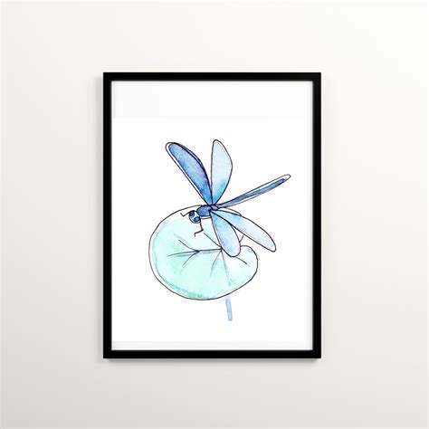 Blue Watercolor Dragonfly Printable Art, Dragonfly Wall Decor ...