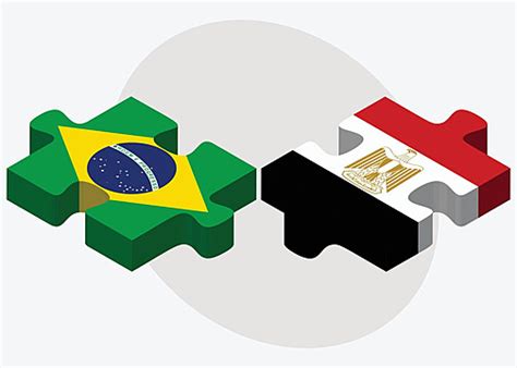 Brazil And Egypt Flags Pyramids Isolated Brasilia Vector Pyramids