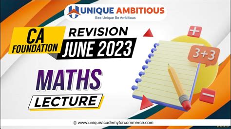 CA Foundation Maths Revision Batch CA Foundation June 2023Index