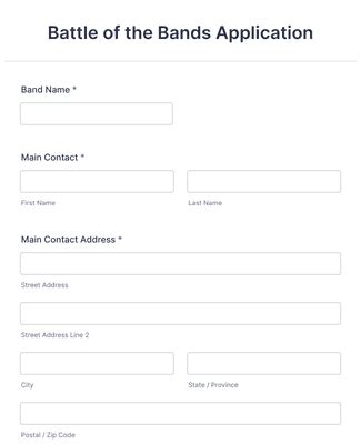 Battle Of The Bands Application Form Template Jotform