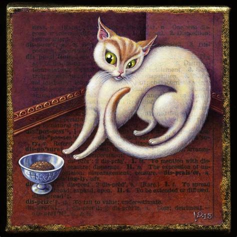 Whimsical cat painting Disprize: Original acrylic art of