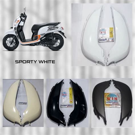 Cover Body Scoopy Fi ESP 2017 Set Kanan Kiri Warna Hitam Putih Cream