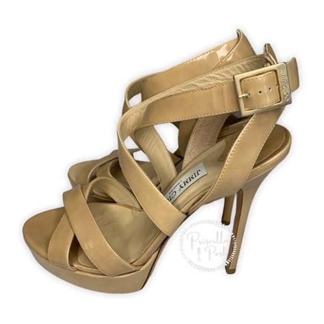 Jimmy Choo Nude Louisa Crisscross Platform Sandals Gem