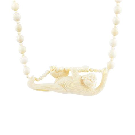 Sold At Auction Vintage Carved Ivory Necklace