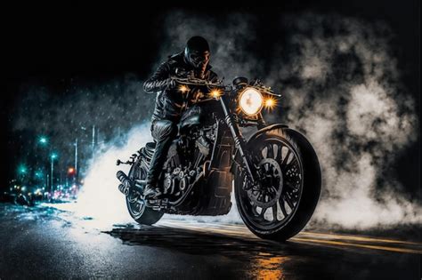 Premium Photo High Power Motorcycle At Night Digital Illustration