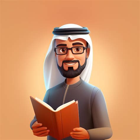 Premium Ai Image Arabic Teacher Male Character Holding Book