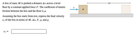 SOLVED A Box Of Mass M Is Pushed Distance Ax Across Level Floor By