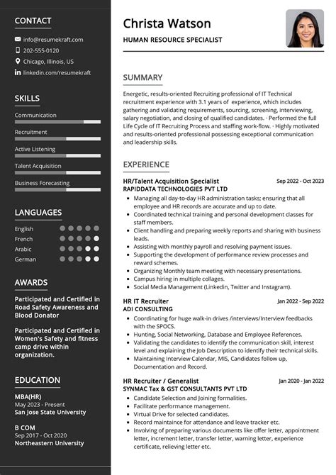 Human Resource Specialist Resume Sample In 2025 ResumeKraft