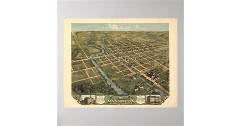 Massillon Ohio 1899 Antique Panoramic Map Poster Zazzle