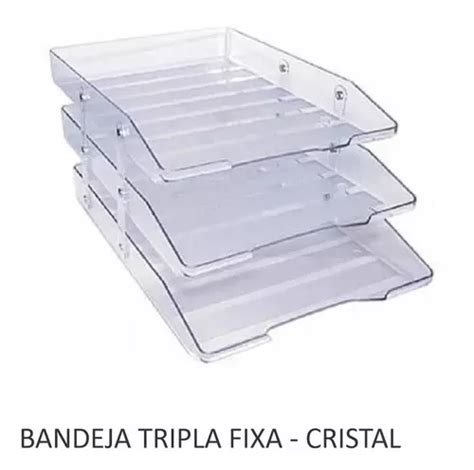 Bandeja Caixa Tripla Oficio A4 Organizador Tripla Mv Cristal