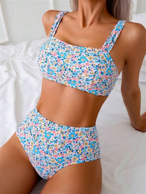 Generic New Bikini Women S Seperated Swimwear Printed Fresh High Waist Swimsuit Walmart